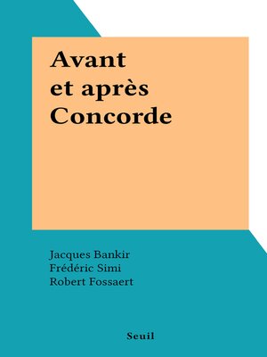 cover image of Avant et après Concorde